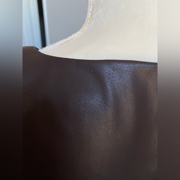 NWT Calvin Klein Belted Faux Leather Sheath Dress - Espresso Brown - Picture 16 of 16